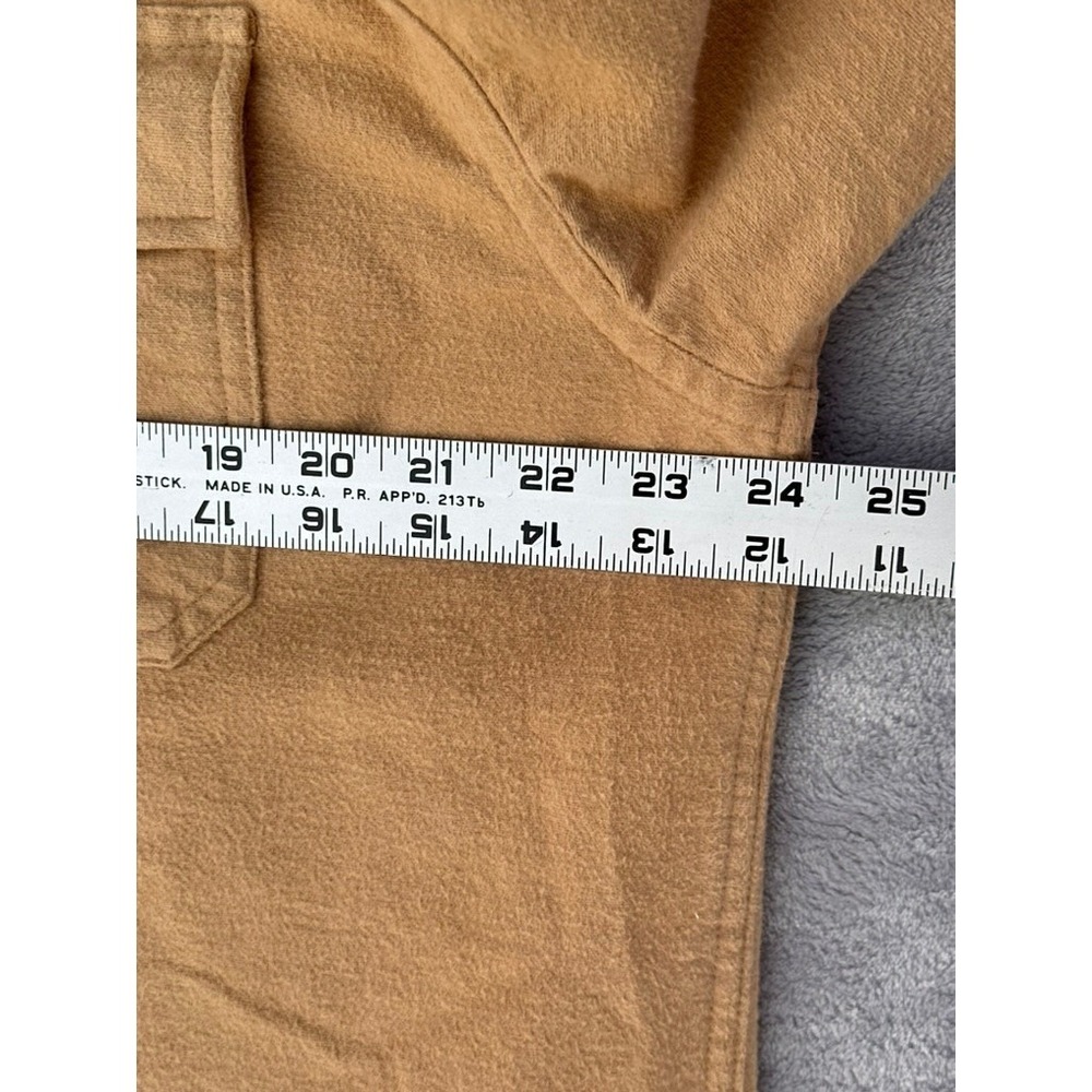LL Bean Mens Chamois Cloth Shirt Large Tall Tan Cotton Heavy Flannel 0MT04 - Picture 3 of 8